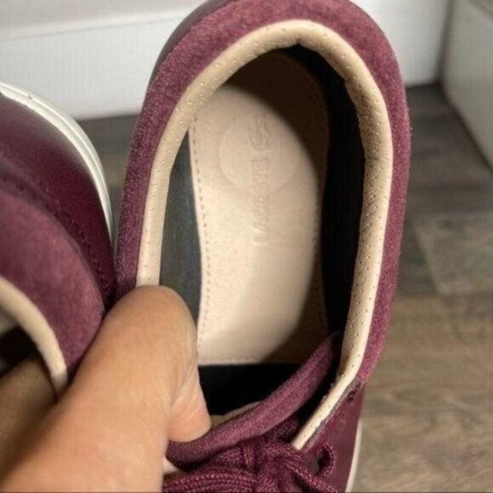 Lacoste Burgundy Woman's Sneakers Low Top Leather Sneakers Size 8 - Picture 11 of 13